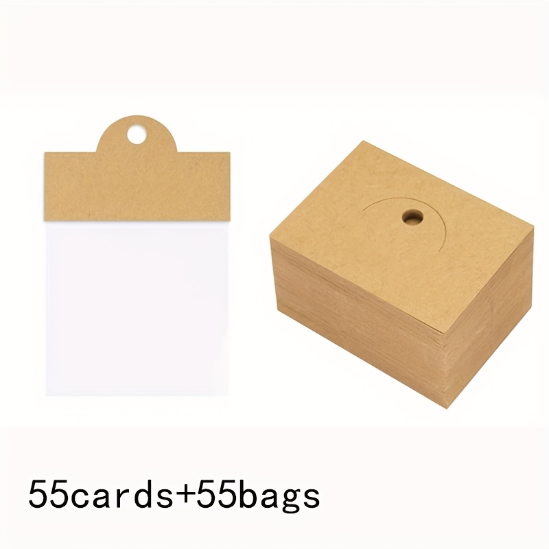 E-shop 110-teiliges Schmuckverpackungsset | Enthält 55 transparente Displaybeutel und 55 Karten für Armbänder, Schlüsselanhänger, Ohrringe,