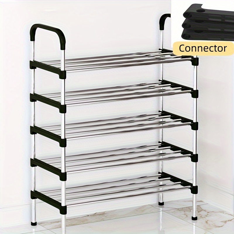 

5-tier Shoe Rack With Handles, Easy Assembly Plastic Shoe Organizer, Rectangle Multipurpose Non-waterproof Storage Shelf For Indoor And Outdoor Use