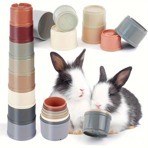 set of 8 stacking cups for rabbit toys foraging and play an essential toy for rabbits safe plastic additions for small animals without battery