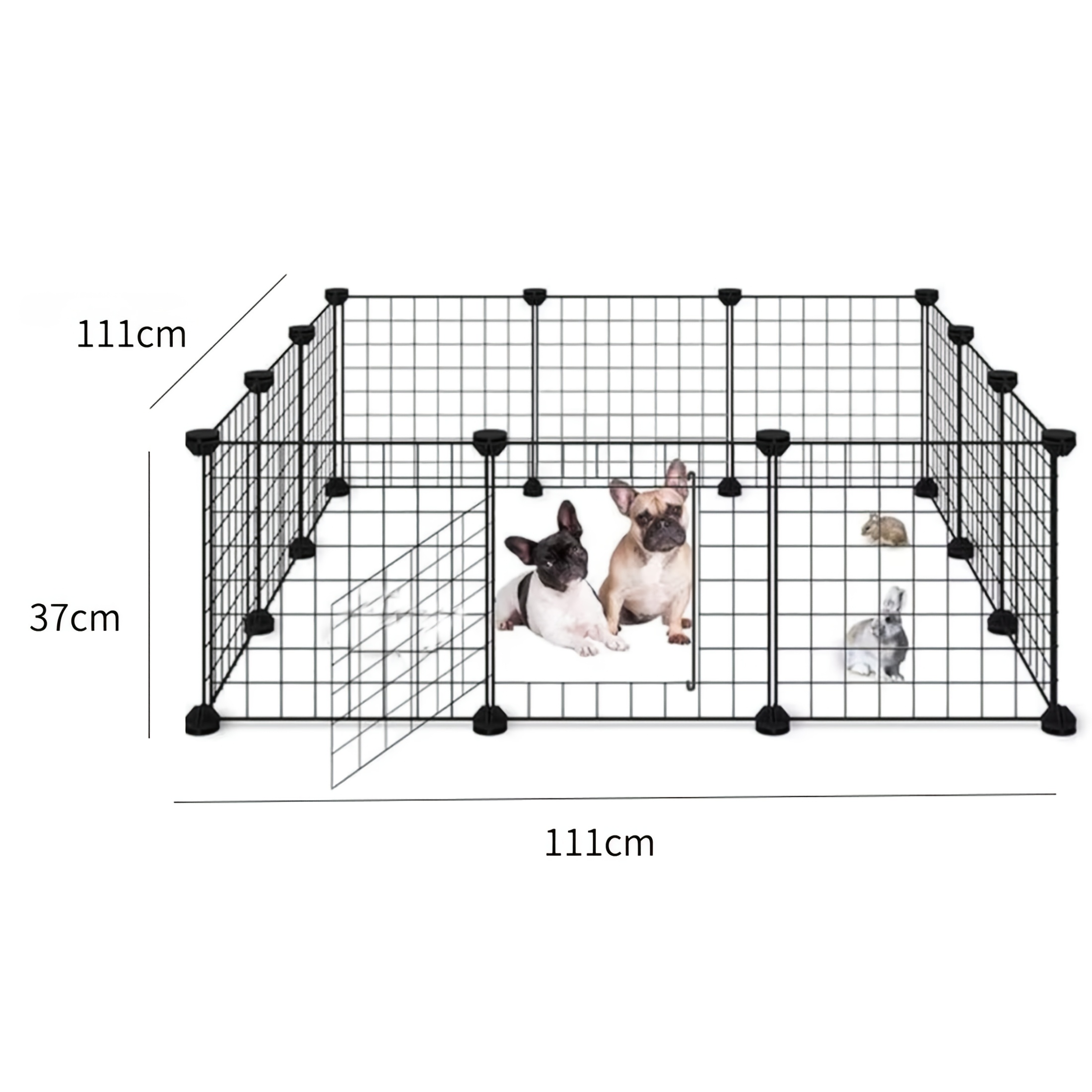 Small Animal Playpen, Pet Playpen, Guinea Pig Cages, Rabbit Playpen, Dog Puppy Playpen, Indoor Metal Wire Yard Fence, 35x35 Cm, 12 Panels, Black
