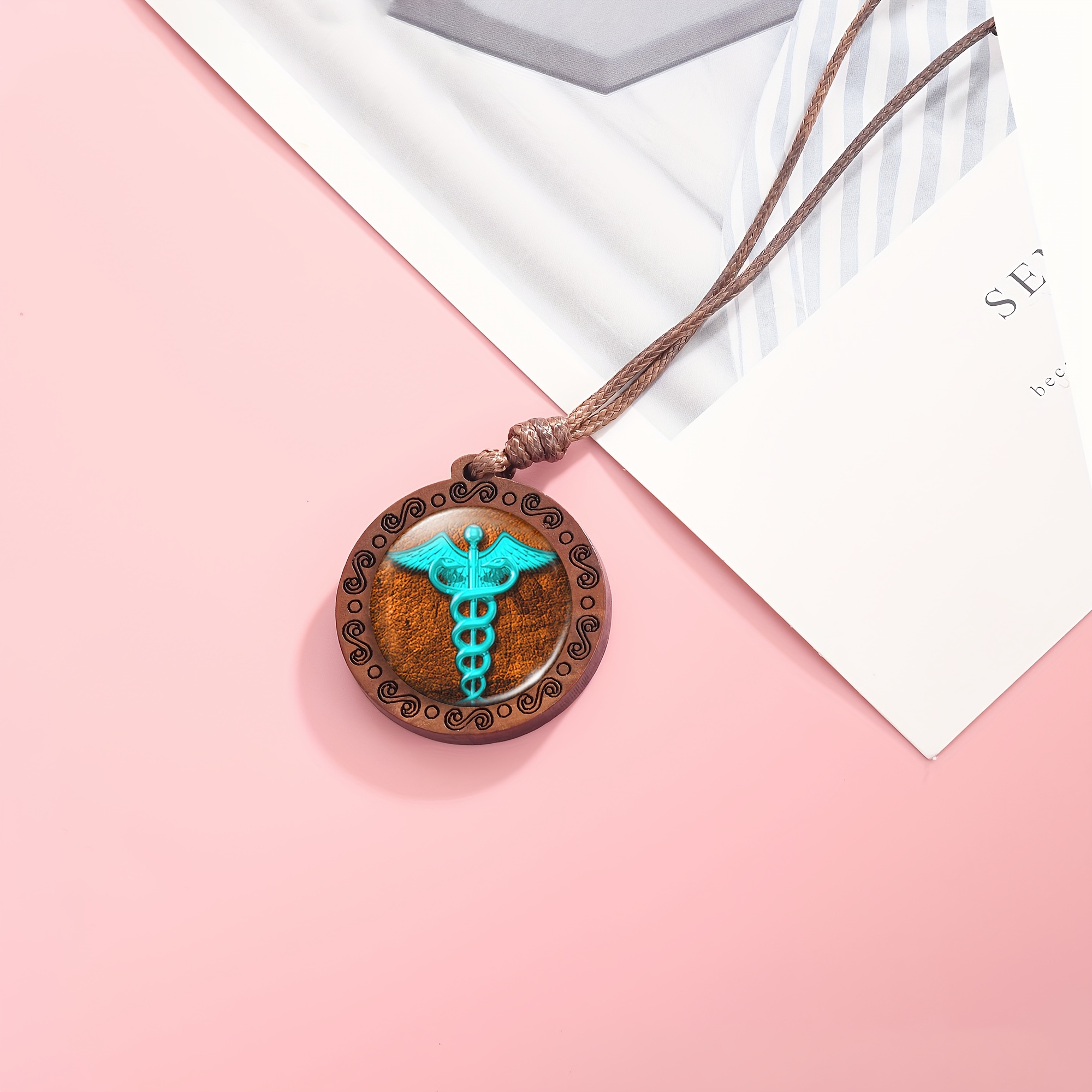 Handmade Blue Double Snake Pendant Necklace, Unisex