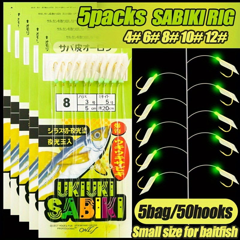 

Takbas 5packs Rigs Saltwater, 30/50pcs Fishhooks Mackerel Feathers Rigs, Pre Tied Sea Fishing Rigs With Skin Lure Rigs For Mackerel, , Cod, Herring, Bass