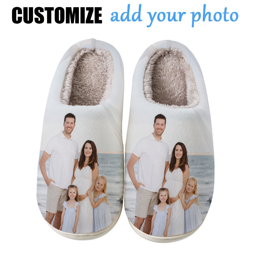TEMU Personalized Photo And Text Indoor House Slippers For Women And Men, Your Own Picture Or Message, Custom Printed Lightweight Shoes, Unique Gifts