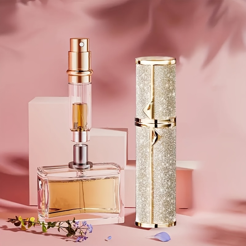 1pc 5ml Glitter Luxury Premium Mini Refillable Travel Essential, Unisex, Reusable, Portable Travel, Office, and Daily Use Spray Perfume Atomizer Bottle. Recommended for Halloween, Back-to-School, Weddings, Christmas, and Autumn Gifts. Includes Two