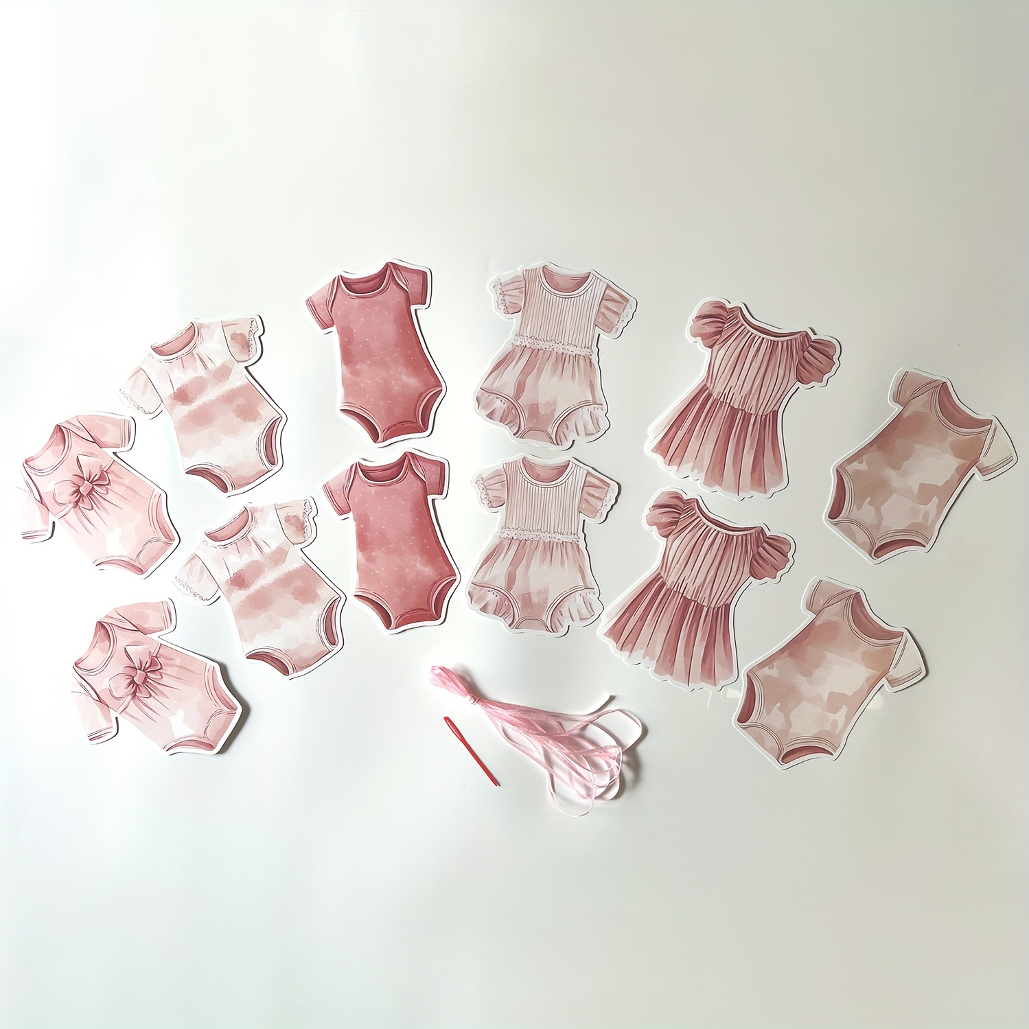 Image of 12pcs/set Pink Bodysuit Garland Baby Shower Garland Baby Shower Banner Gender Reveal Party Supplies Baby Outfit Paper Decorations For Birthday Baby Shower Gender Reveal Decorations