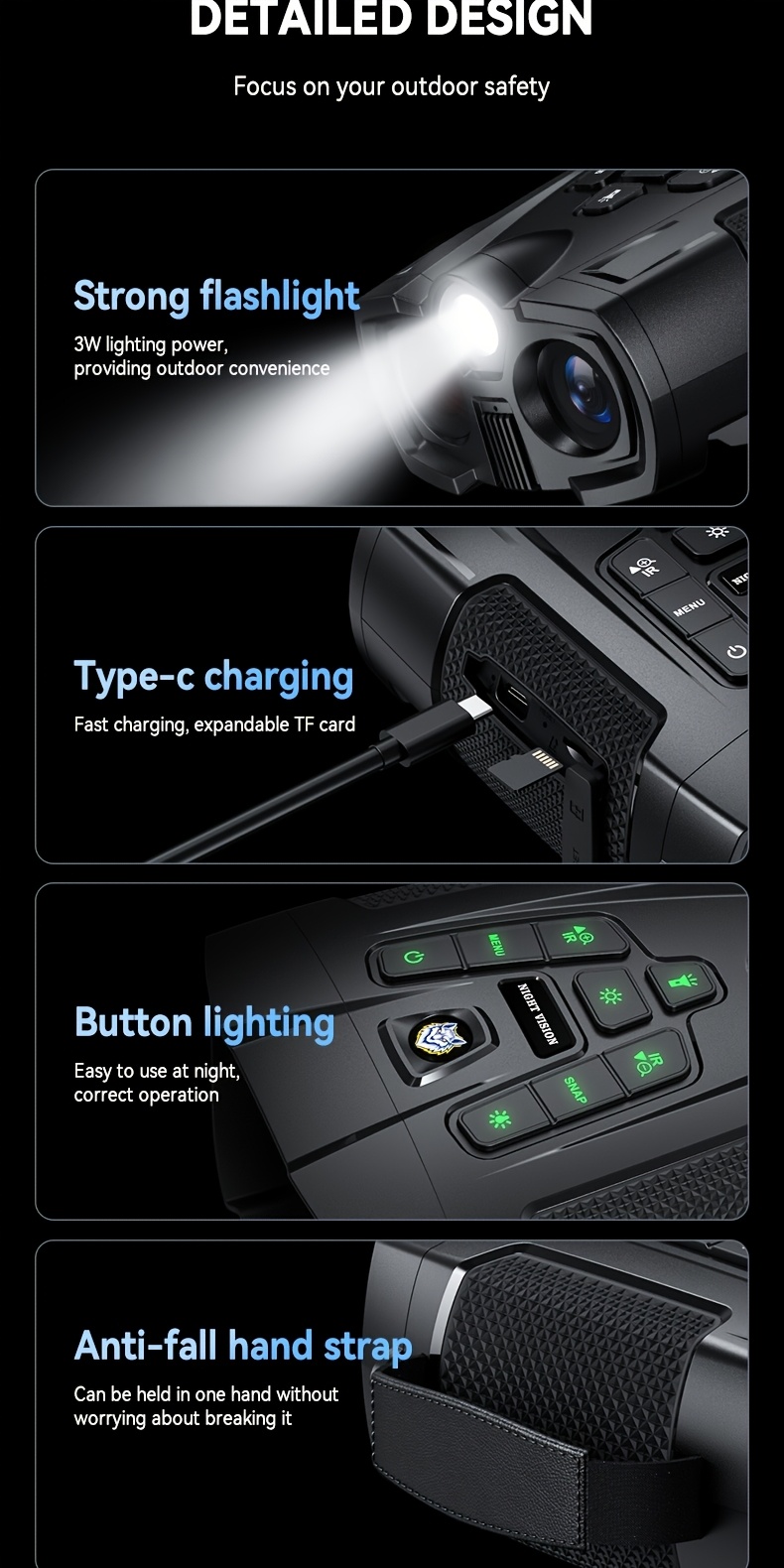 2026   thermal night vision binoculars with 10x opt zoom 4 hd   display starlight sensor 5w ir light 5000mah battery   for hunting surveillance   4k video recording Product details 3