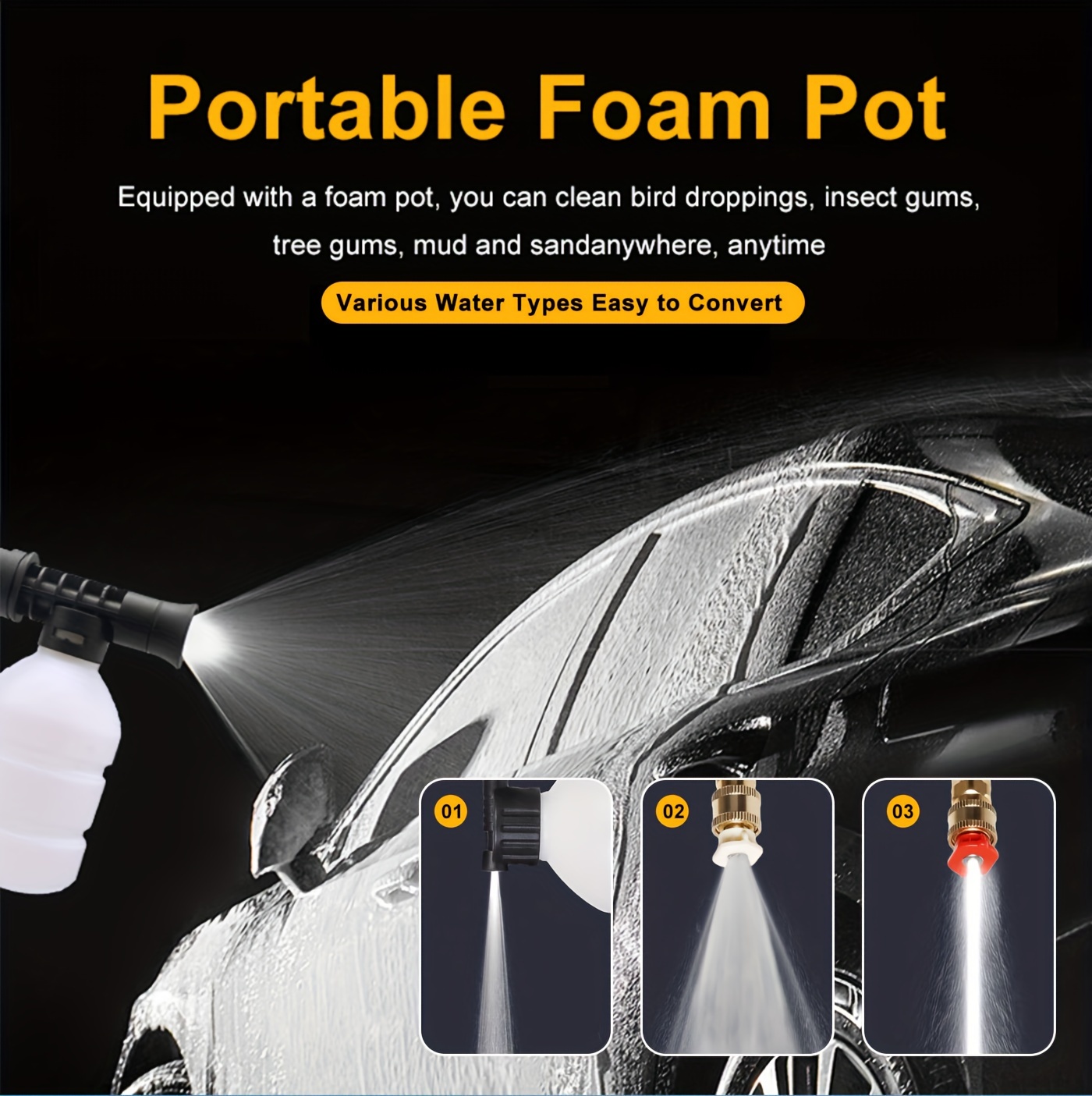 300w high power wireless car washing machine high pressure water gun stainless steel high pressure foam gun household water gun cleaning car for vehicle     cart and bicycle cleaning details 1