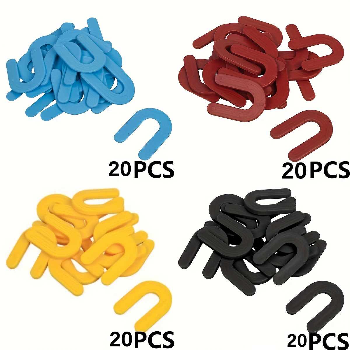 E-shop 160/80 Stück Hufeisen-Fliesenabstandhalter Blau 0,067 Zoll, Rot 0,118 Zoll, Gelb 0,185 Zoll, Schwarz 0,244 Zoll,