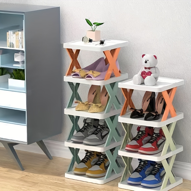 space saving multi layer shoe rack durable plastic narrow design for dorms home storage details 0