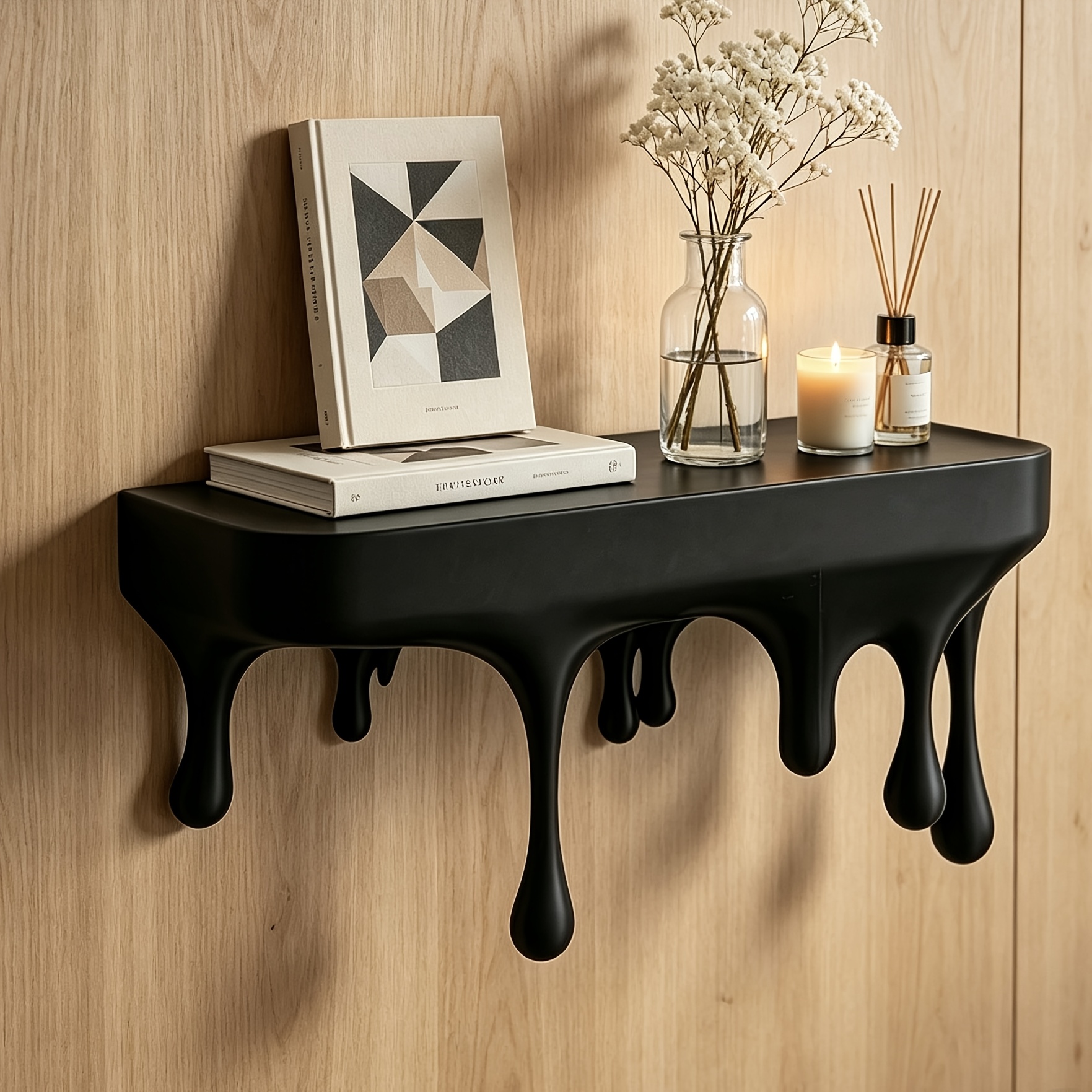 TEMU 1pc: 1 Wall-mounted Shelf And 2 Screws. Floating Shelf, Drip Wall Shelf, Minimalist Wall-mounted Shelf, Decorative Floating Shelf. Suitable For