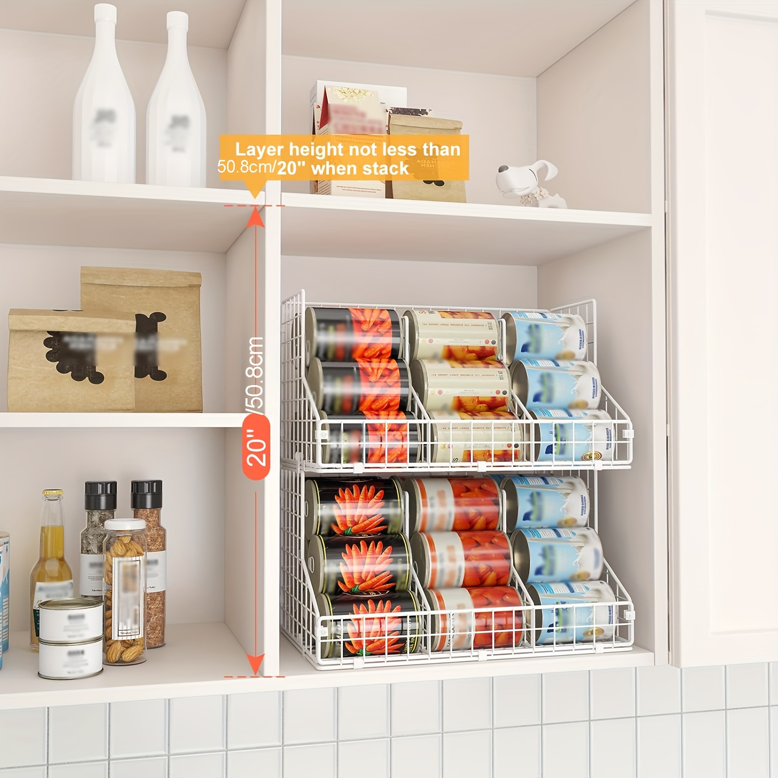 TEMU 2pcs Can Rack Organizer For Pantry Storage, Stackable Can Dispensers With 4 Adjustable Dividers, 2-tier Metal Wire Basket Beverage Rack For Kitchen Cabinet Shelf Baskets