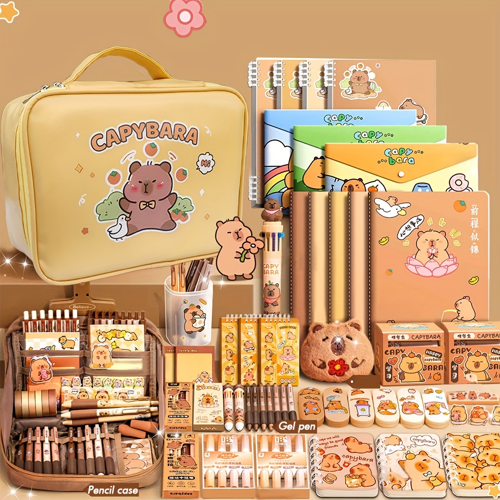 

Capybara Stationery Gift Set, Pens, Notebook, Pencil Case, And Accessories, Cute Animal-themed Study Essentials Pack For Students