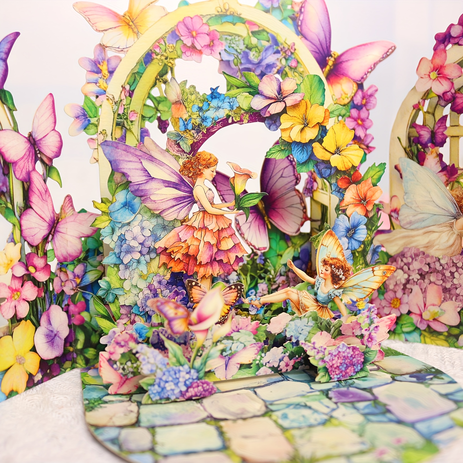 Image of 1pc Calla Lily Fairy Greeting Card - 3d Pop-up With Fairies & Butterflies, Card For Mother' Day, Weddings, Birthdays, Anniversaries, Valentine' Day, Home Decor, Event Stationery | Intricate Design
