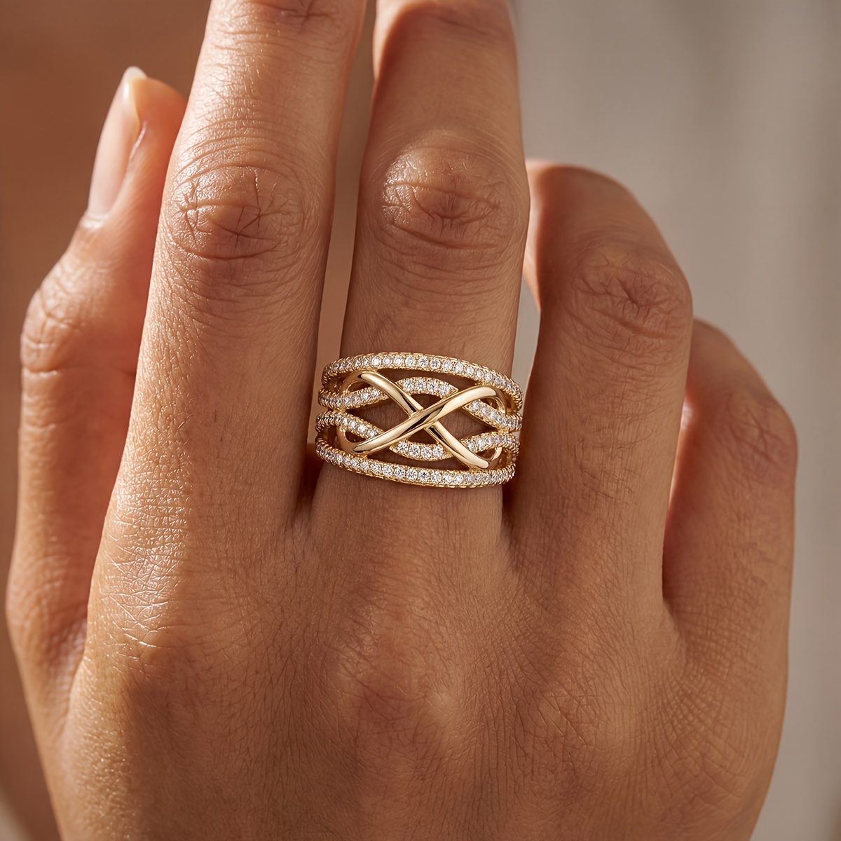 Skeleton Cubic Infinity Ring for Women, Elegant Gift