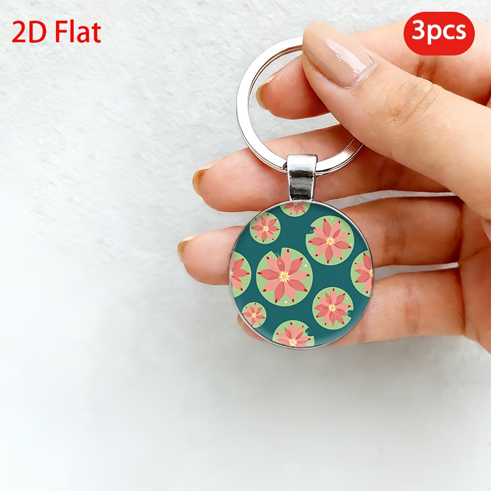 Lotus Pattern Key Chain, 3pcs Set