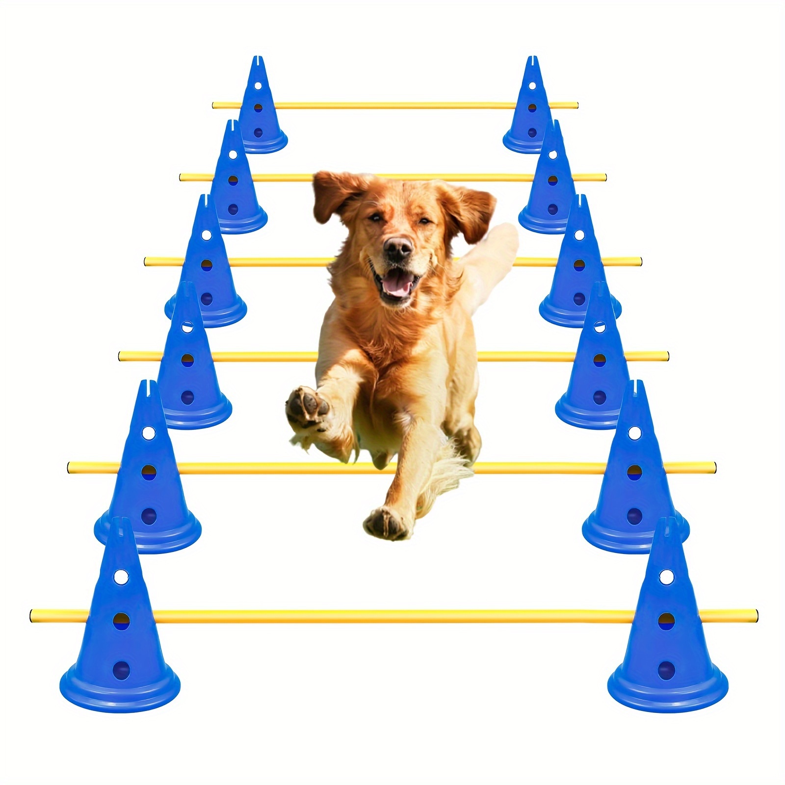 Dog Agility Hurdle Cone Set Dog Agility Course Backyard Set 12 6 Agility Rods Dog Agility Training Equipment Height Adjustable Obstacle With Storage Bag Dog Agility Jumps