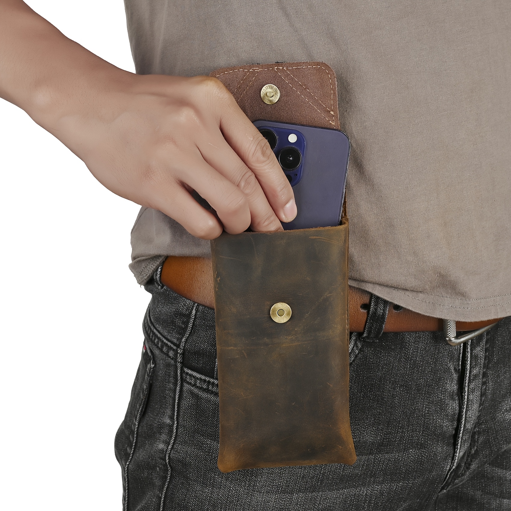Top Cow Exotic Horse Leather Men's Retro Phone Case
