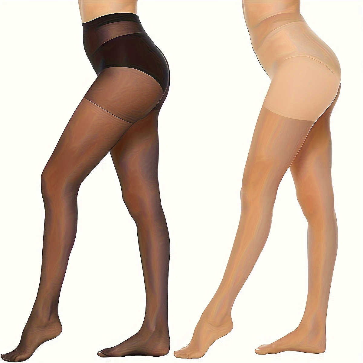 Control Top Sheer Tights High Waisted Stretchy Slimming Temu Canada