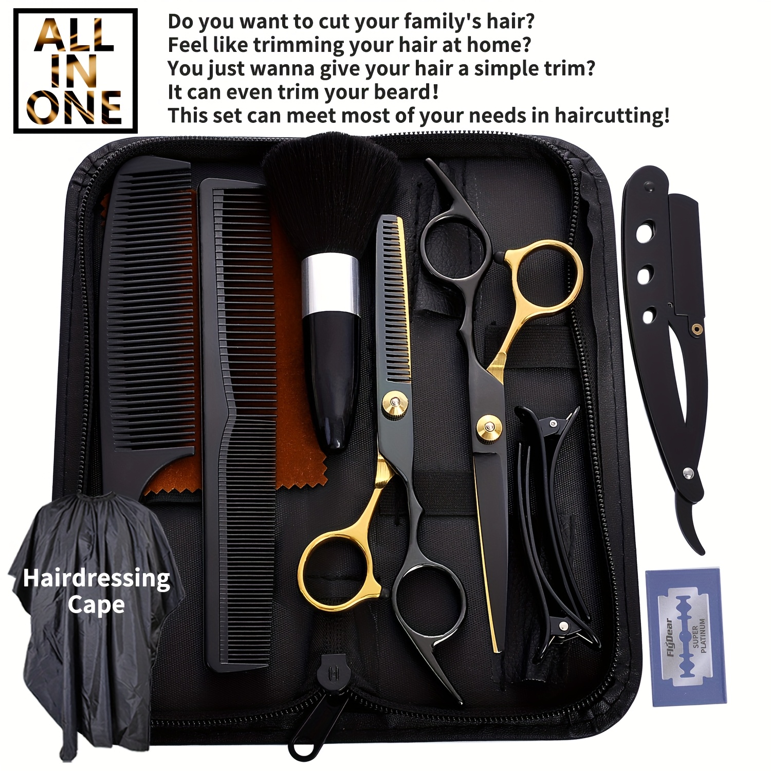 14pcs professional hair cutting scissors kit shears for men and women with thinning blending and cutting functions complete for barbers and stylists details 5