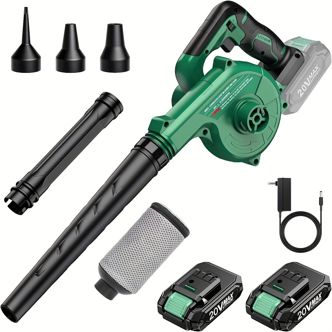 

Cordless Leaf Blower & Vacuum With 2x2.0 Battery & Charger, 2-in-1 20v Leaf Blower Cordless, 150cfm Lightweight Mini Cordless Leaf Vacuum, Handheld Electric Blowers For Lawn Care/dust/pet Hair
