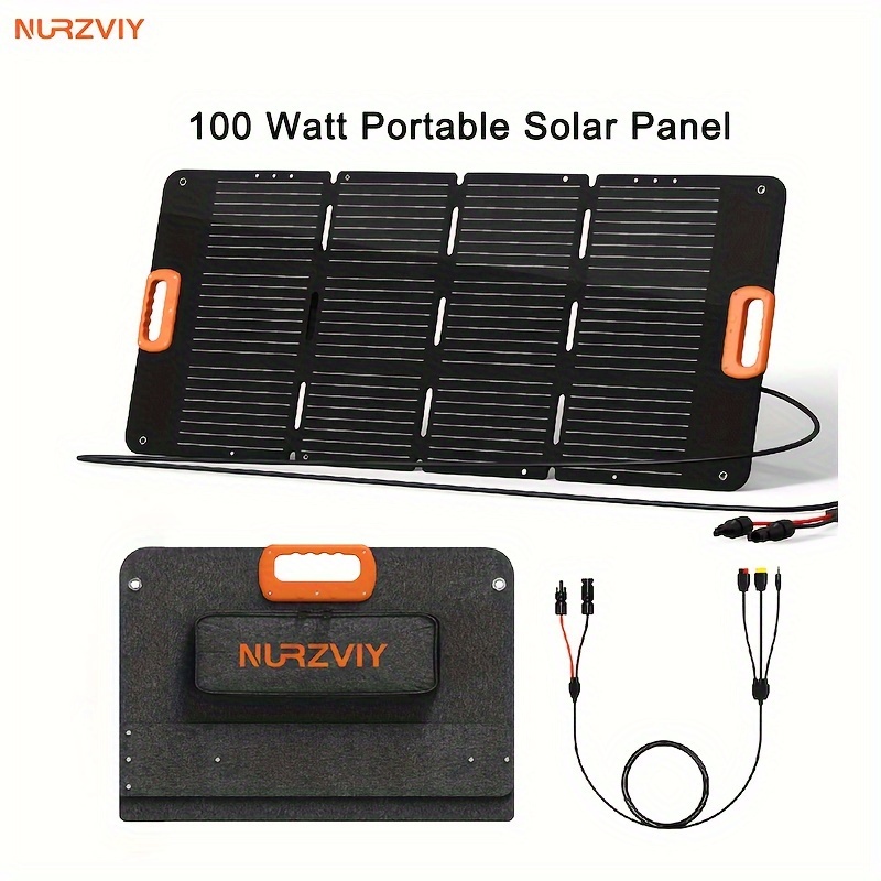 

Nurzviy 100w Foldable Solar Panel, Portable Solar Panel 100 Watt For Power Station, Solar Charger For Camping, Outdoor And Rv