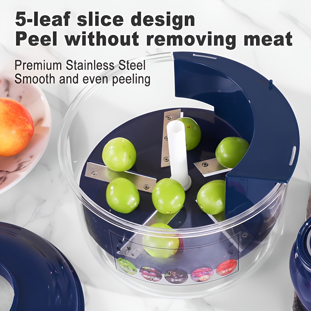Éplucheur électrique et vide-légumes en ABS, pour pommes de terre, tomates, pommes et petits pois - Fonctionnement à un bouton, sans épluchage manuel, accessoire de cuisine, découpe-légumes manuel, appareil de cuisine, éplucheur d'oignons et carottes