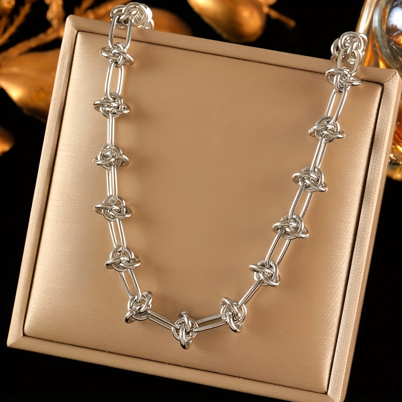 TEMU 1pc Collier Choker en Chaîne Métallique en Acier Inoxydable pour Femme, Collier Élégant, Bijou de Haute Qualité et Étanche