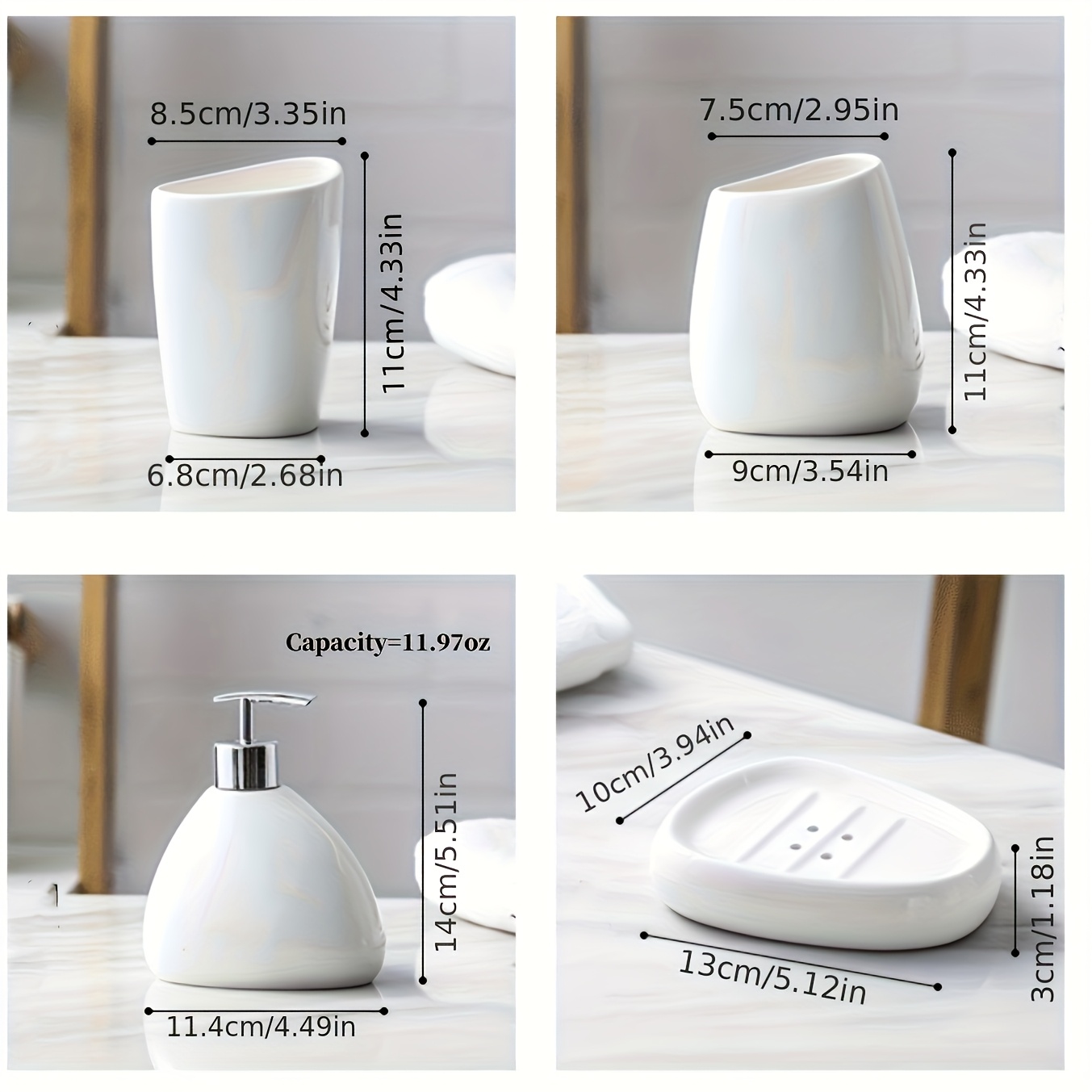 Minimalist White Porcelain Bathroom Five-piece Set, Including Bathroom Toiletries, Rinsing Cup, And