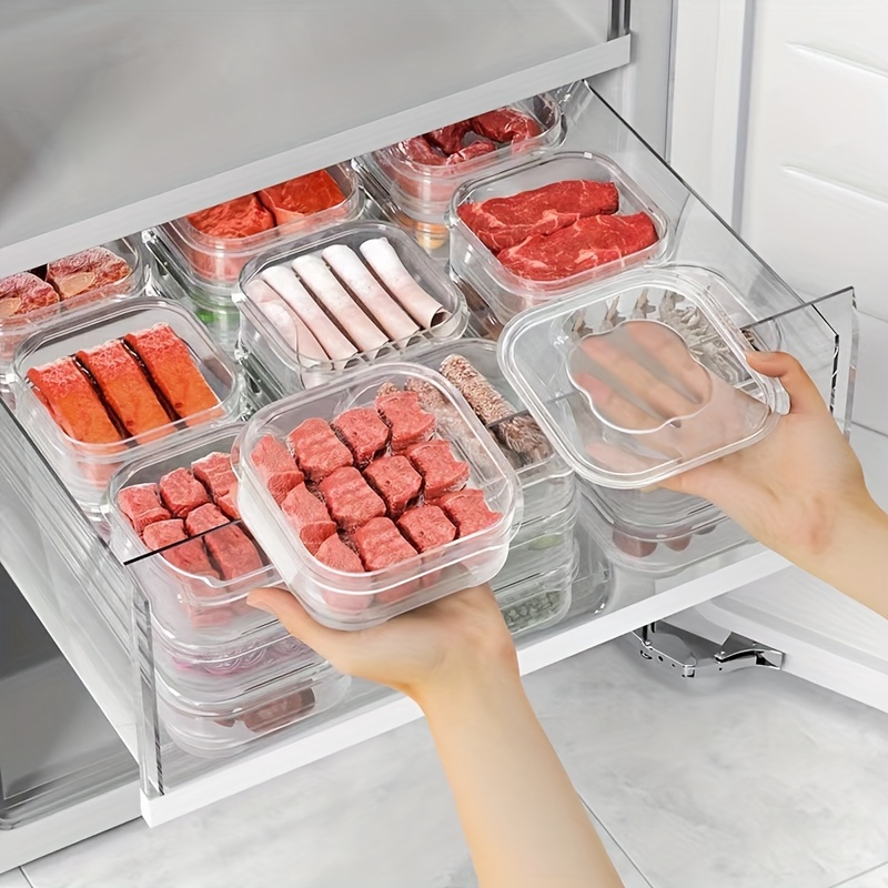 

4-piece Set Freezer-safe Meat Compartment Boxes - Food-grade, Reusable Plastic Storage Containers For Kitchen & Dining Food Storage Containers With Lids Food Storage Containers