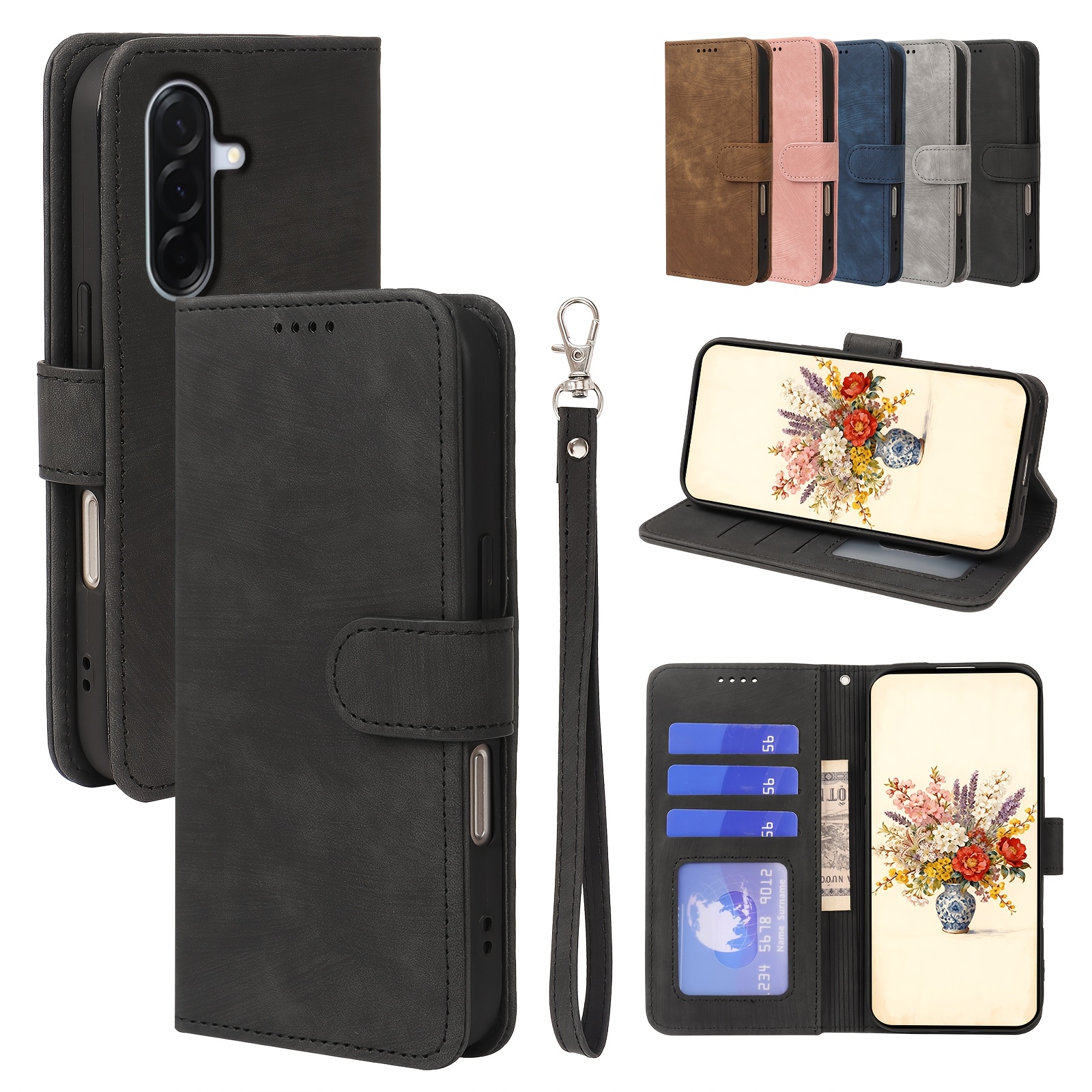TEMU Phone Case - [compatible With For Phone Case]for Galaxy A57 5g, Lens Protection, Can Store Cash Photos, Foldable Stand, Card Slots, Multi Color