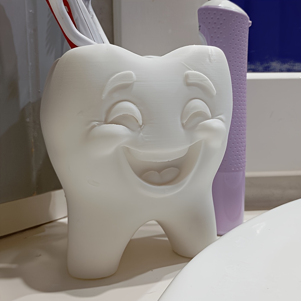 TEMU Adorable Smiling Tooth Design With A And Appearance, A Atmosphere To Your Bathroom. Features A No-drill Wall-mounted Structure With Strong