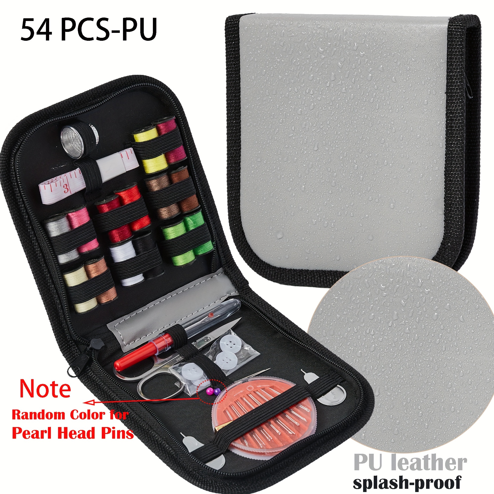 

54/98pcs Sewing Kit, Pu Sewing Kits Thread And Set, Sewing Supplies For Adults, Diy, ,