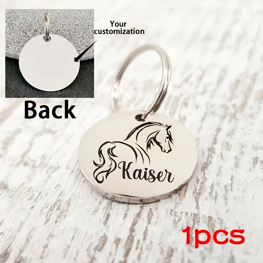 E-shop Personalisierte, gravierte ID-Tags für Pferdeliebhaber oder Besitzer, Zügelanhänger mit individuellem Namen, runde Plaketten,