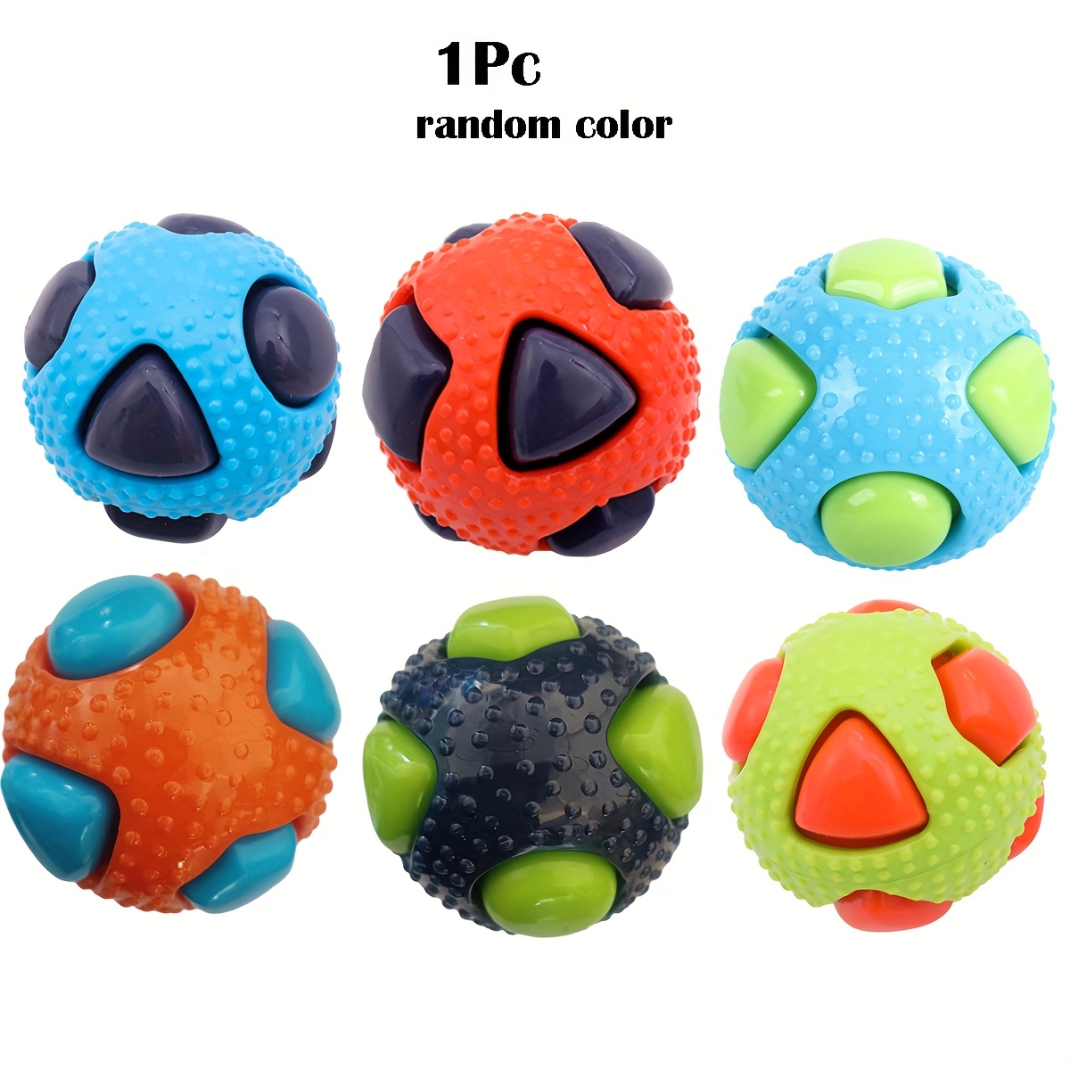Image of 1pc Chew Ball For Dogs - 3.2 Inch Tough Chew Toy With For Aggressive Chewers, Dental Cleaning Bounce Ball For Small Medium Large Dogs, Tpr Rubber Ball Toy, Random Color