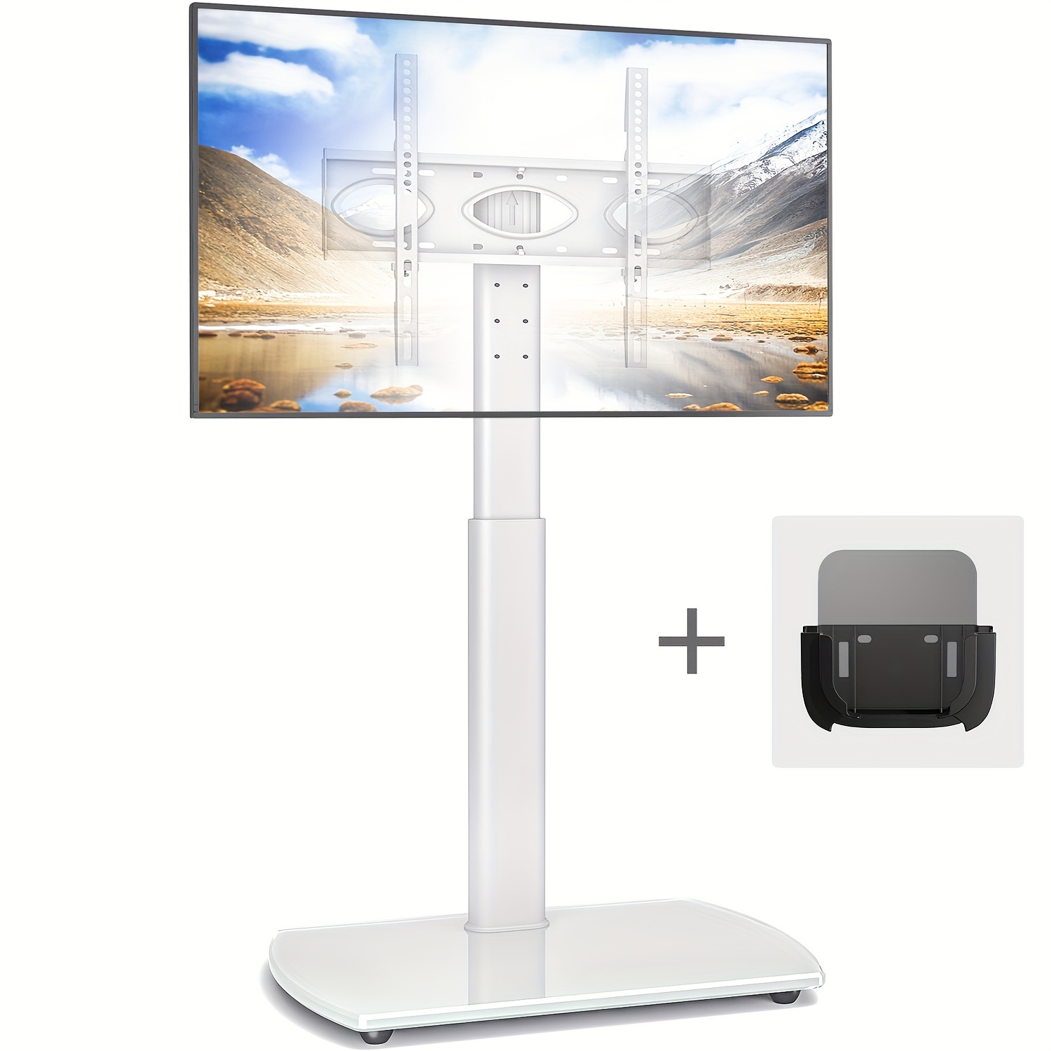 TEMU 1pc Rfiver Adjustable Tv Stand With , Universal Fit For 32-65 Inch Lcd , Metal And Plastic Construction, Floor Standing Display Bracket, No Power Needed