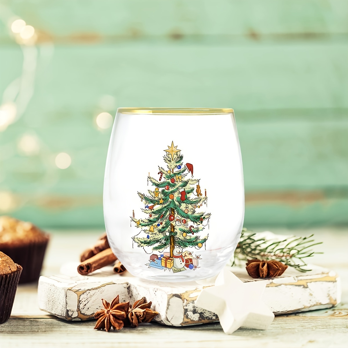 Christmas Tree Wine Glasses With Stem - 300ml Borosilicate Glass, Holiday  Decorative Glasses, Vintage Style Gift Festive Party Glasses