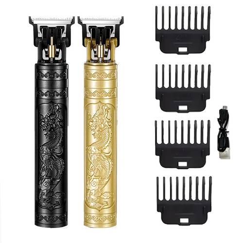 feiyba usb rechargeable hair clipper t shaped hair clipper electric shaver rechargeable shaver retro dragon and design hair trimmer trendy style
