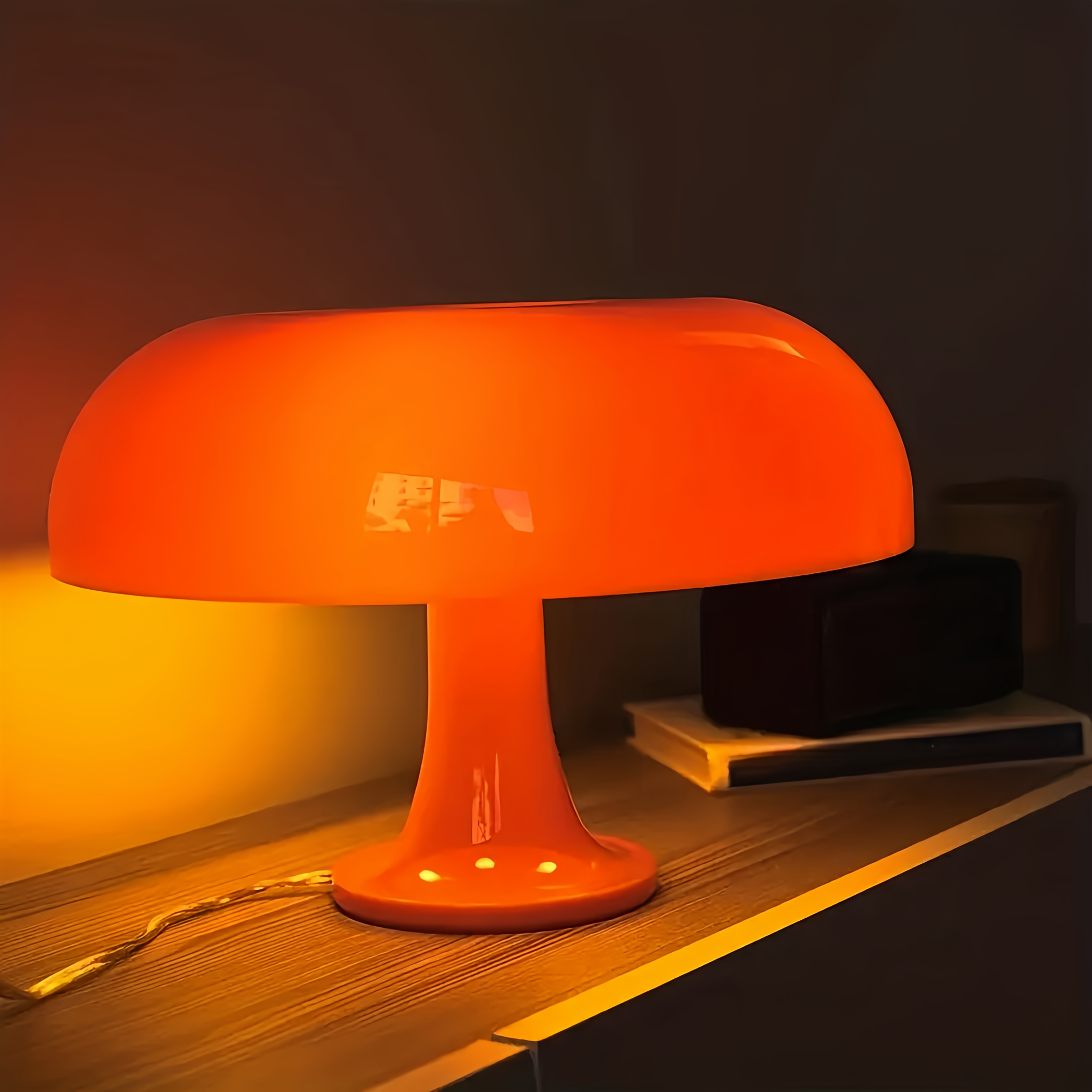 1pc Orange LED Mushroom Lamp - USB-Powered Decorative Night Light with Warm Glow for Bedroom, Kitchen, or Study, Modern Ambient Lighting for Cozy Spaces, Bedroom Lighting | Whimsical Lamp Design | Glossy Finish Lamp, Table Lamp for Bedroom