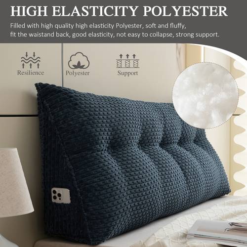 velvet headboard cushion wedge pillow cozy large bed bolster sofa backrest positioning support reading pillow with removable washable cover strong support