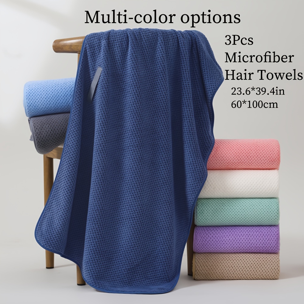 Serviette Turban Microfibre 3PCS - Super Absorbante Pour Cheveux - Séchage Rapide Avec Bouton