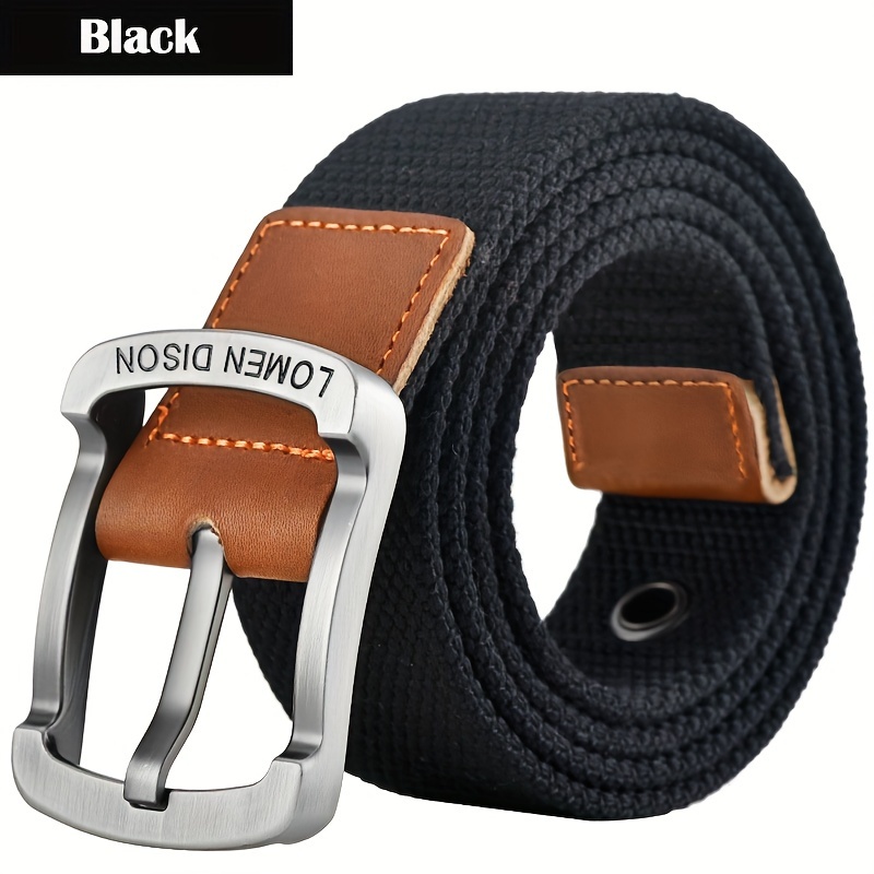 

1 Piece Casual Canvas Belt - Fabric Woven Webbing With Alloy Pin Buckle - Unisex Fashion Waistband For Outdoor And Training Pants