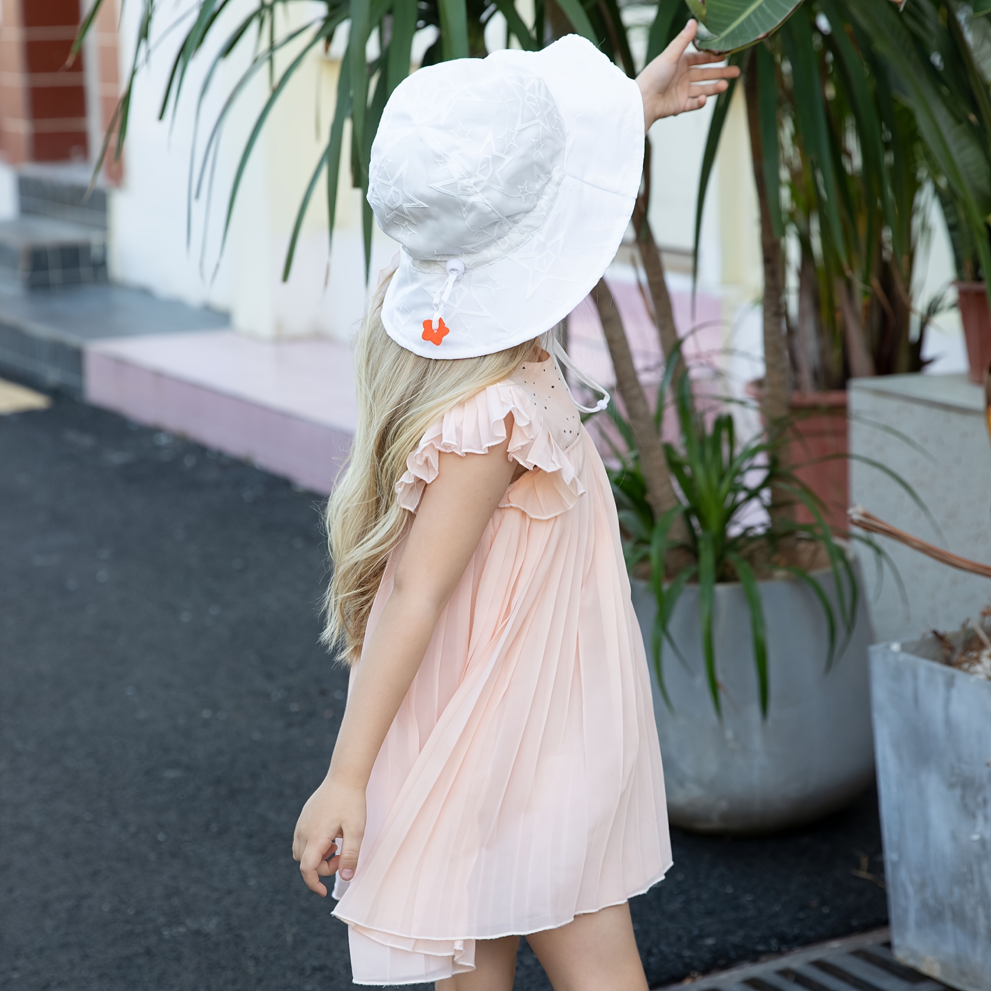 

1pc Girl' Hat, Cotton Wide Brim Baby Hat, Sun Protection Infant Hat