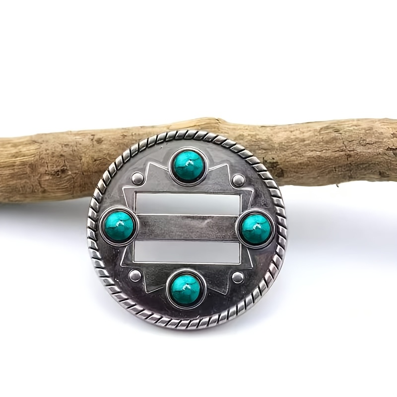 TEMU 1pc Of Multi-style Turquoise Bead Decorative With Slot Holes, For Denim Decoration, Headstall Decoration, And Leather Embellishment, 4 Styles