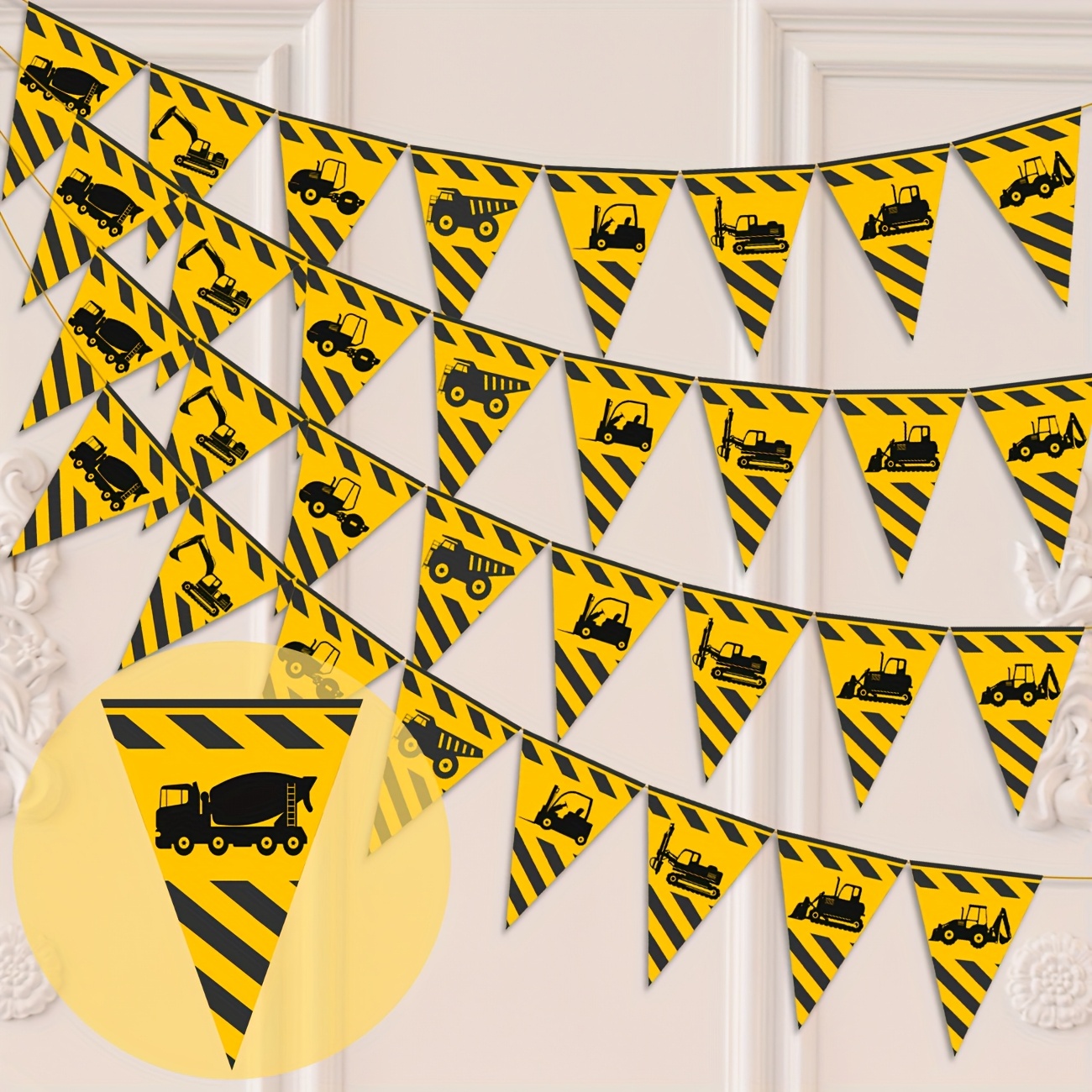 Guirlande "Happy Birthday" En Blocs De Construction - Décoration D'Anniversaire Enfant Pour Garçons Et Filles - Thème Brique
