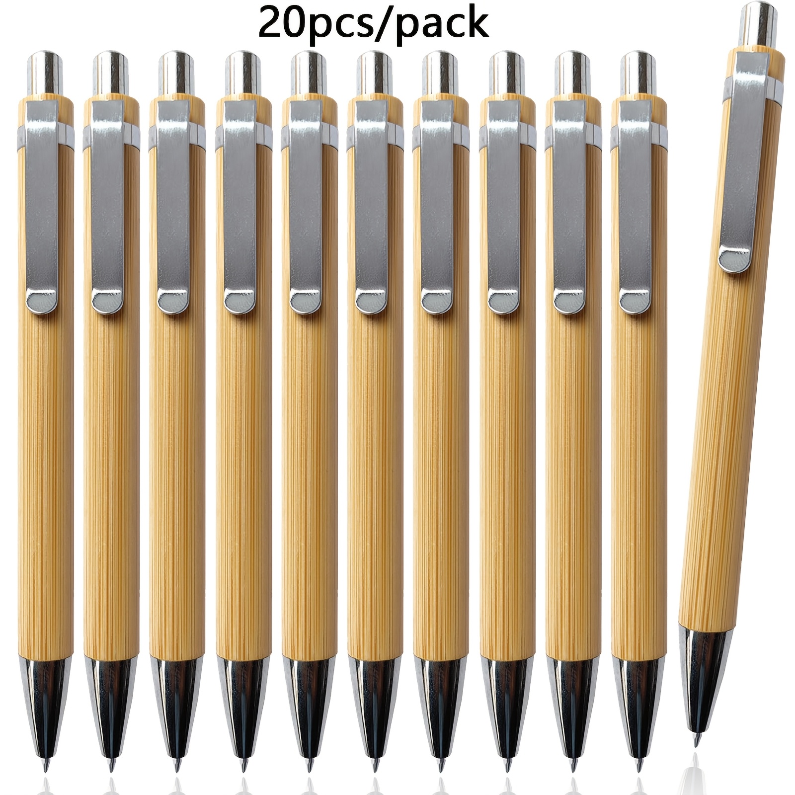 

20pcs, 20pcs/pack Bamboo Wooden Retractable Ballpoint Pen 1mm Pens Engraved Journaling Pen Refills Products Set Pens For Gifts Office School Supplies