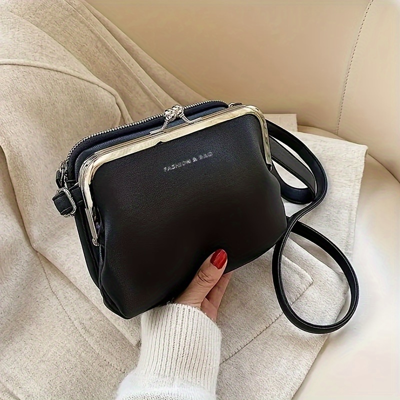 Vintage Fashionable Small Square Clutch Bag, Stylish And Simple Double-layer Clip Shoulder Crossbody Bag For Women