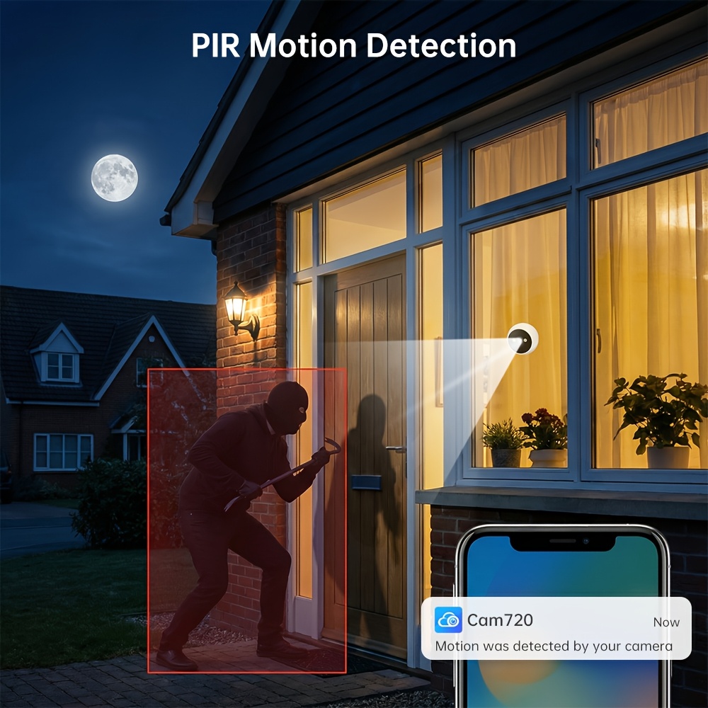 1296P Window Camera, 5ghz and 2.4ghz Dual-band WiFi Indoor and Outdoor Camera, Used for Home Security, with AI Color Night Vision, AI Motion Detection, Easy and Quick Installation, IPX6, Self-adhesive Installation/bracket Installation