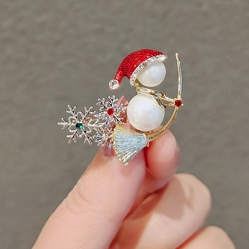 

Christmas Elf Broomstick Snowflake Brooch For Women, Cute Fashion Holiday Pin, Unplated Alloy, Versatile All-season Accessory, Festive Celebration Charm