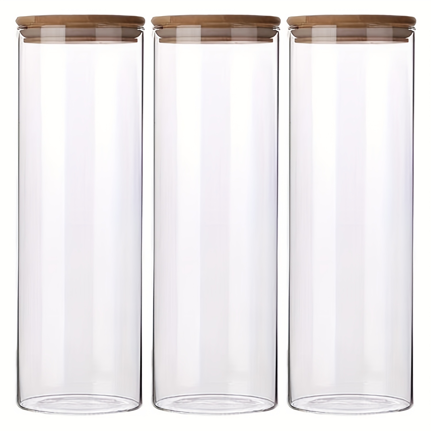 TEMU 3pcs, 2000ml (67oz), Kitchen Glass Storage Jars, Local Warehouse, With Bamboo Lid. Made Of High Borosilicate Glass, Lightweight And Durable,