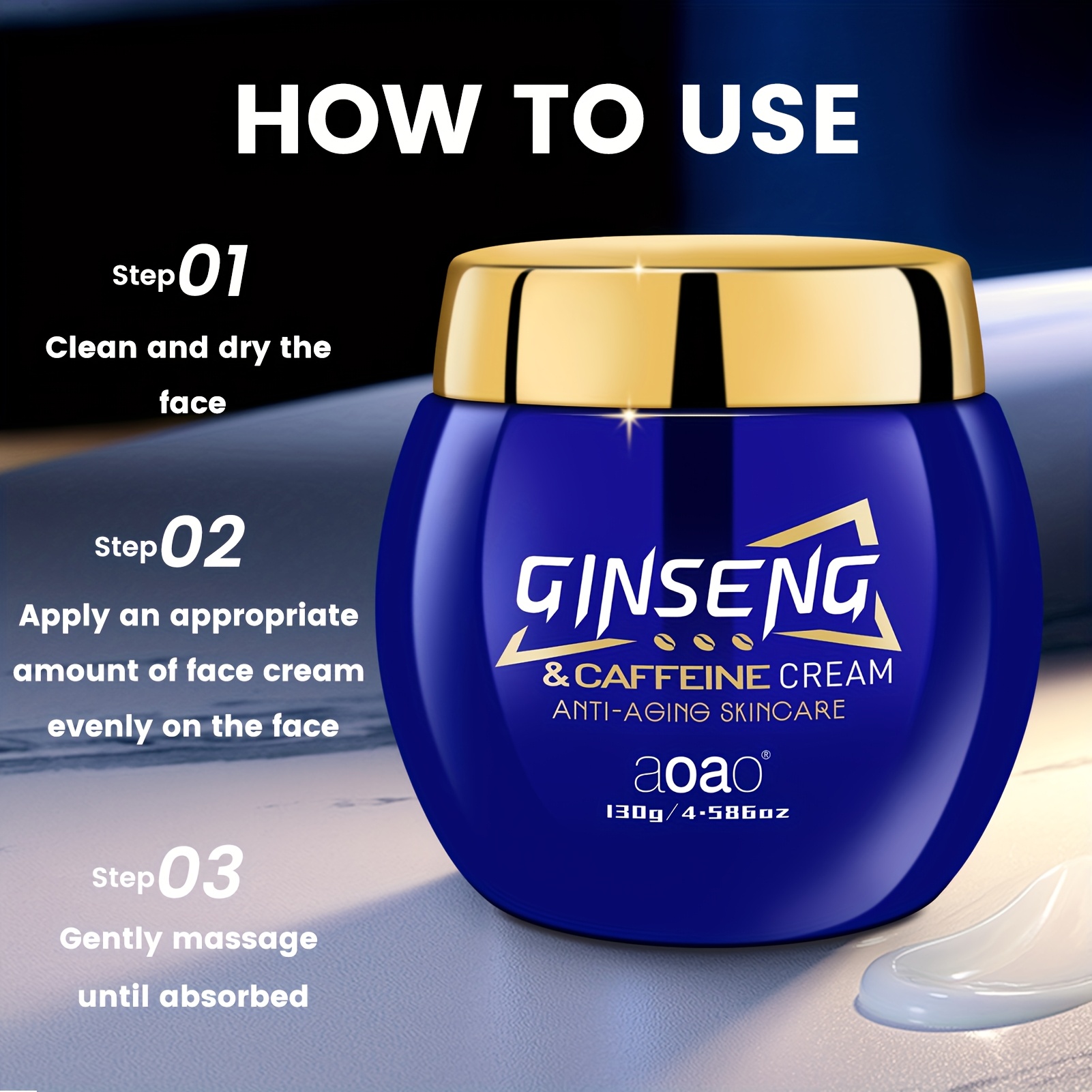 Ginseng Cream with Niacinamide and Peptides, Firms & Smoothes Face Day and Night Moisturizing Cream, /Anti-Wrinkle Skincare for Younger-Looking Skin, 130g